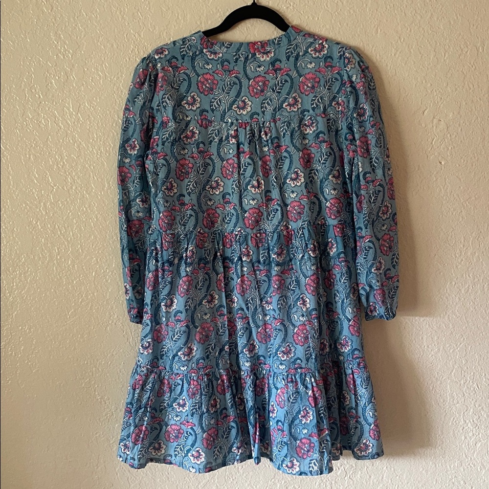 Madison Matthews 100% Cotton Floral Long-Sleeve Mini Dress Size M Vacation Beach - Picture 4 of 8